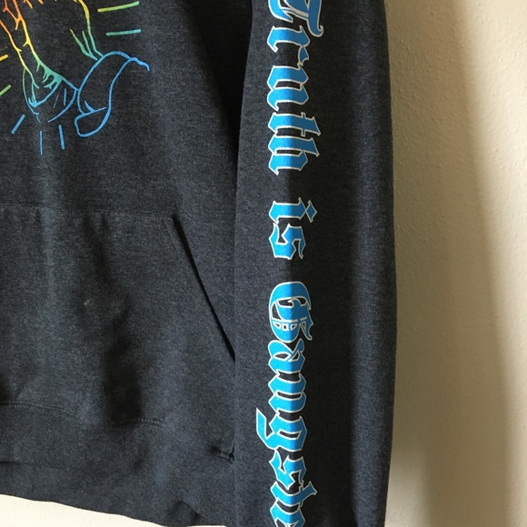 Gwen Stefani Rainbow Anaheim Hillbillies gray pullover hoodie sweat jacket Sz M - Picture 2 of 8